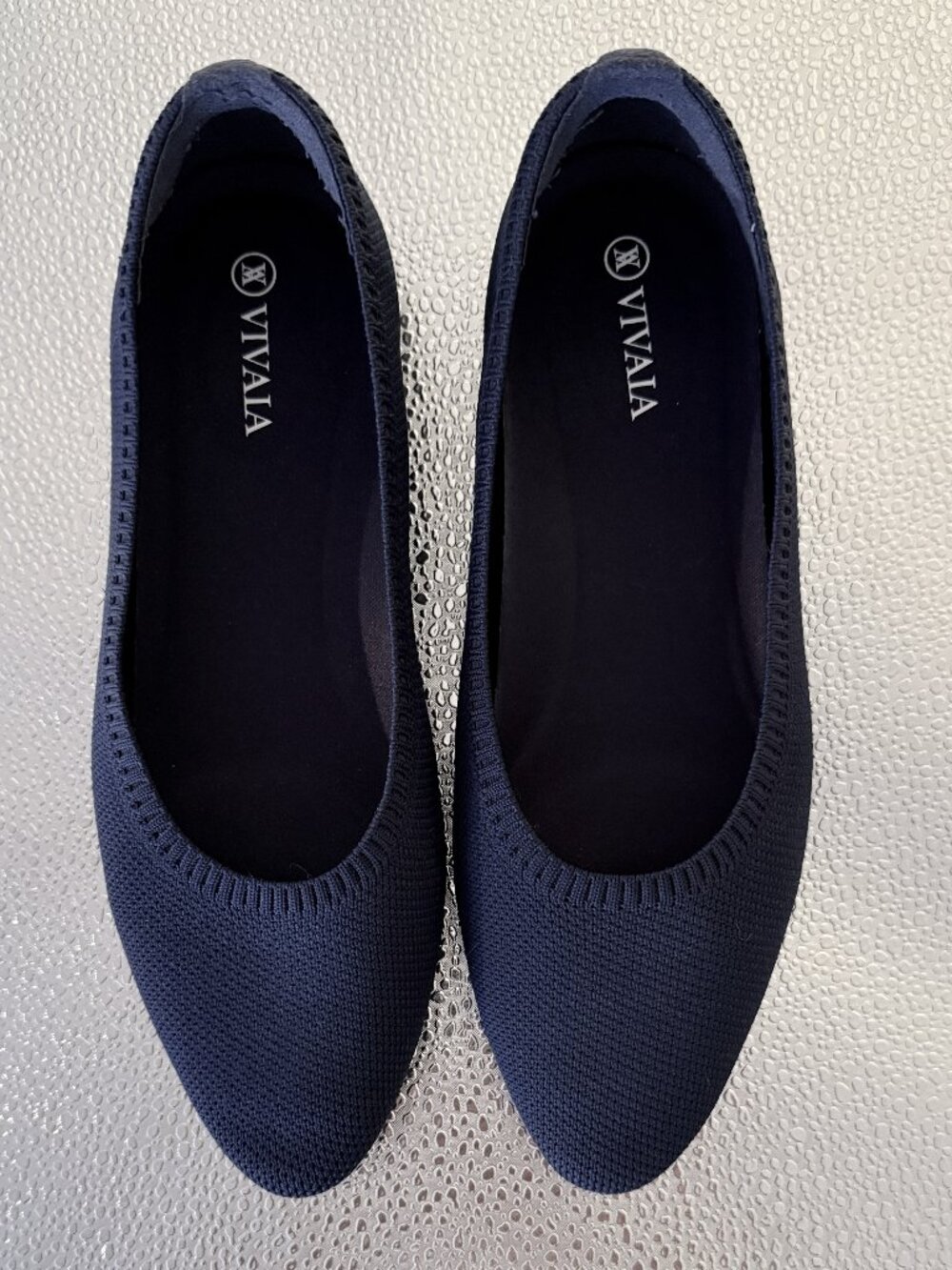 VIVAIA Tamia 2.0 Navy Blue Almond Toe Knit Ballet Flats Shoes Size 7